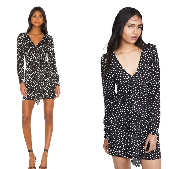 NWT Likely Revolve Corinne ruffle front long sleeve polka dot dress - Picture 2 of 5